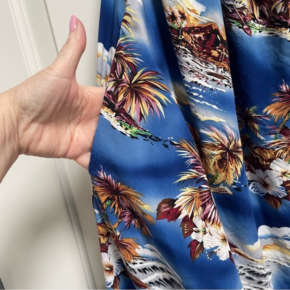 Hilo Hattie Blue Hawaii 3X Made in USA Tulip Sleeve Tropical Muu Muu Dress Beach - Picture 4 of 11
